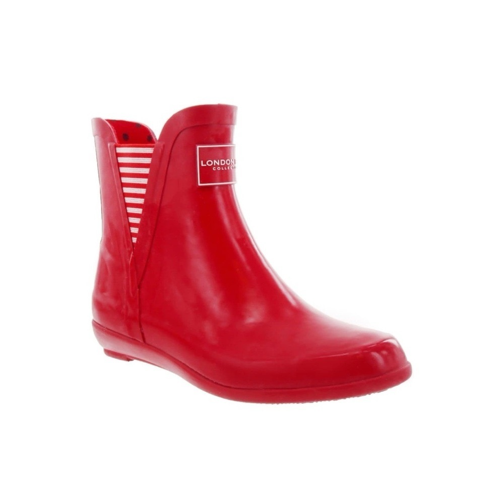 London Fog Ankle Height Rain Boots with Striped Detail - Picture 8 of 10